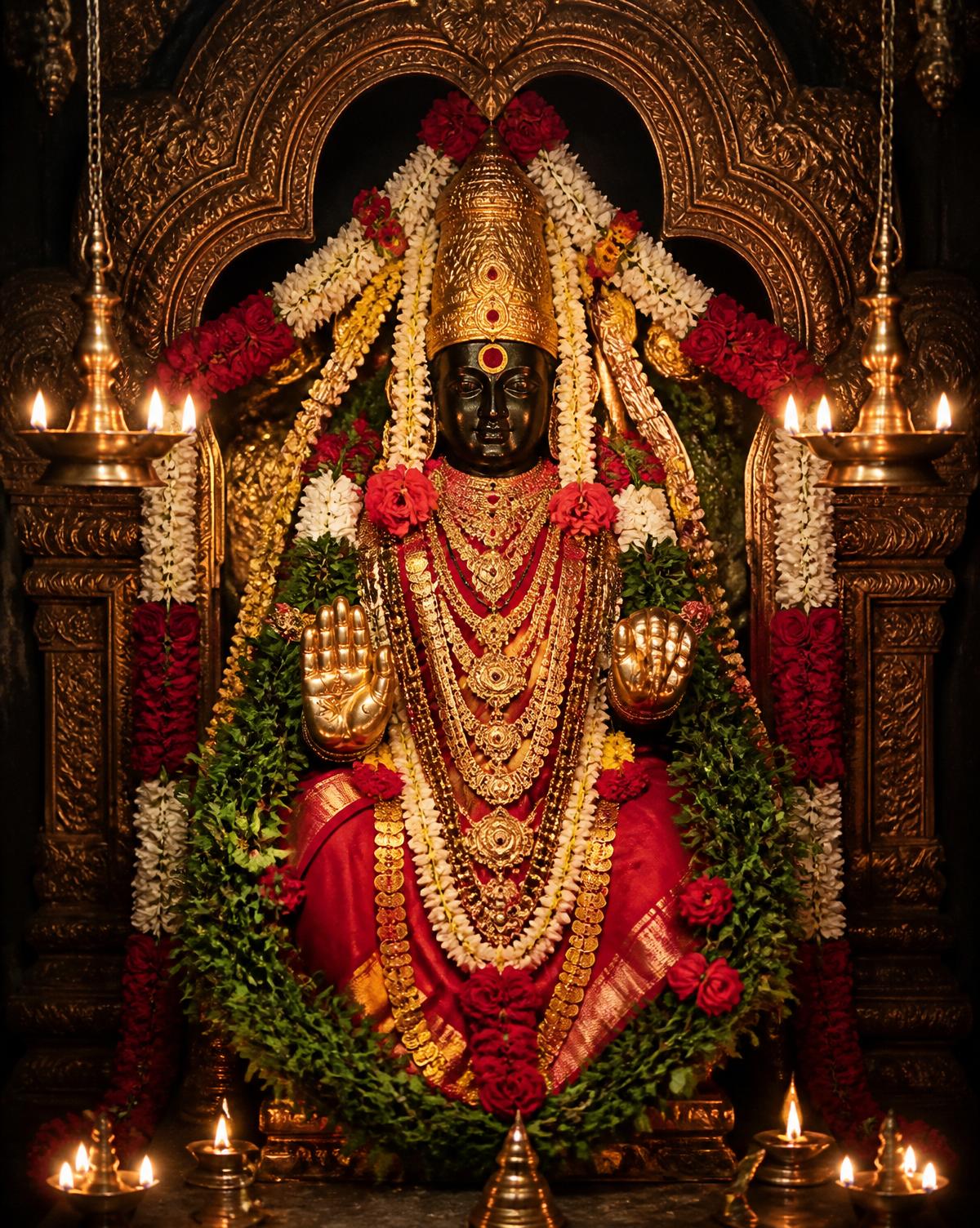 Sri Mookambika Devi in full alankara