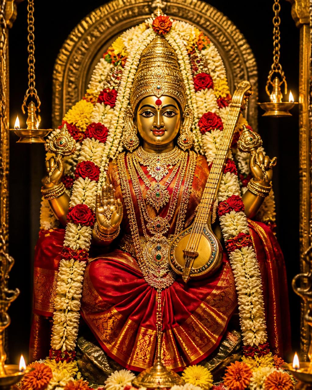 Sri Mookambika Devi in full alankara