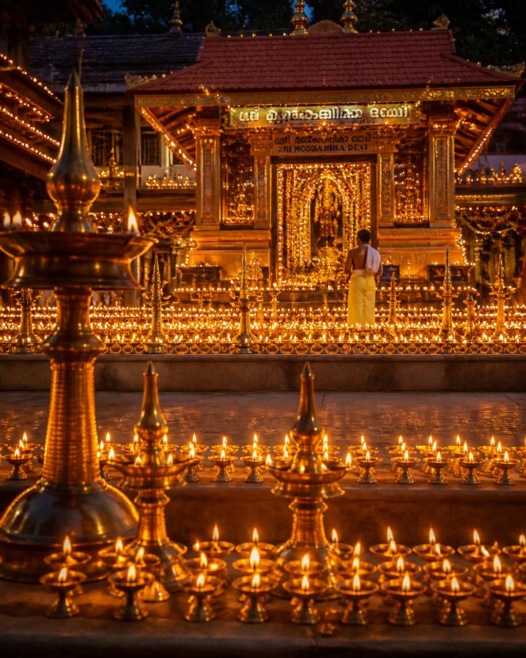Deepotsava lamps before the Devi shrine